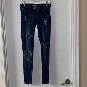 Dark Blue Ripped Skinny Jeans